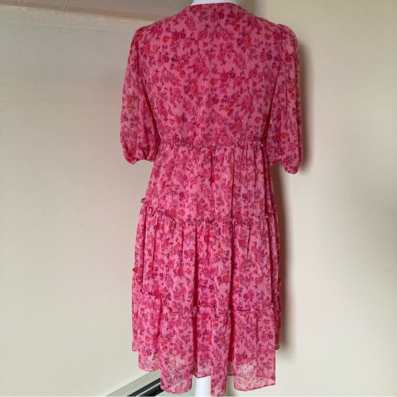 Taylor Pink Floral Ruffle Short Sleeve Dress size 4 - Picture 4 of 7
